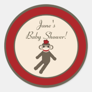 6 - 3"  Favour Stickers Red Sock Monkey