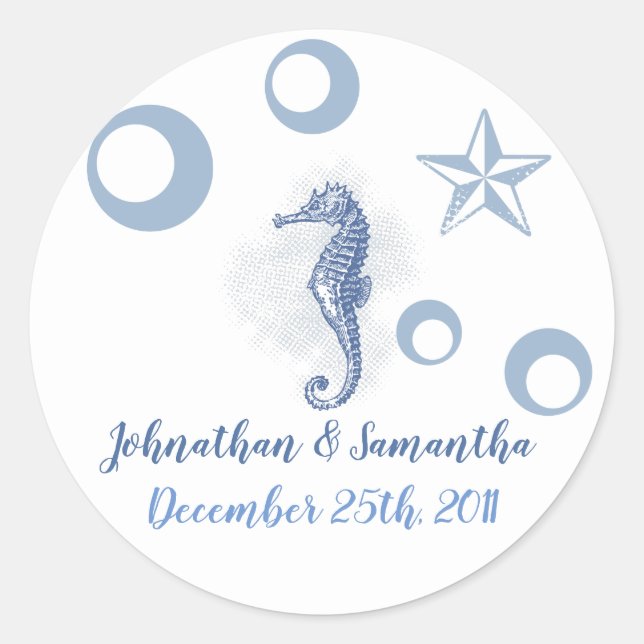 6 - 3"  Favour Stickers Seahorse Sea Ocean Beach (Front)