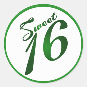 6 - 3"  Favour Stickers Sweet 16 Green Party
