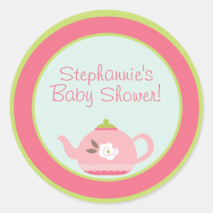 6 - 3"  Favour Stickers Tea Party Pink Pastel