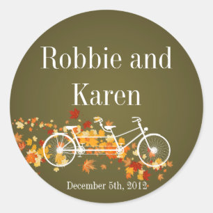 6 - 3" Favour Stickers Whimsical Brown Double Bike