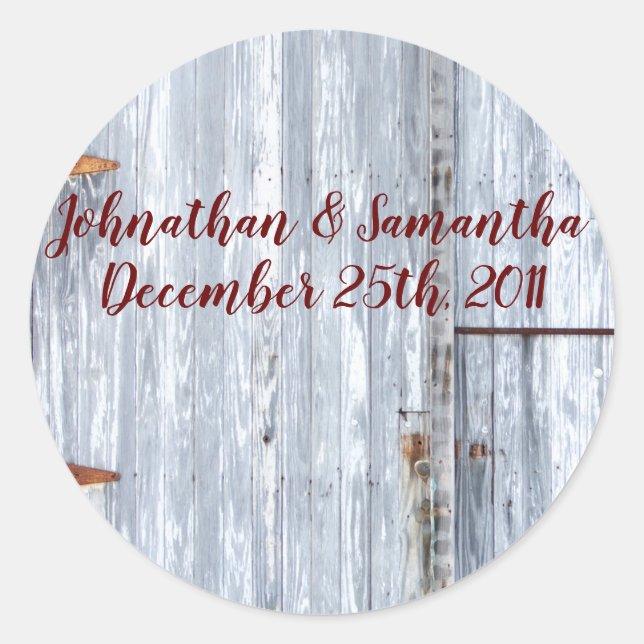 6 - 3"  Favour Stickers White Wash Wood Barn Door  (Front)