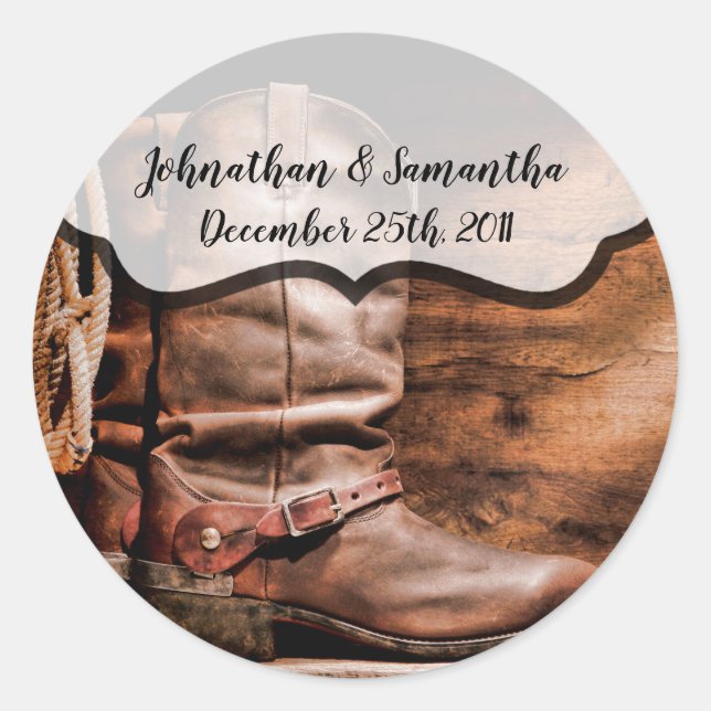 6 - 3" Stickers Favoriser Botte de cowboy Bottes G (Devant)