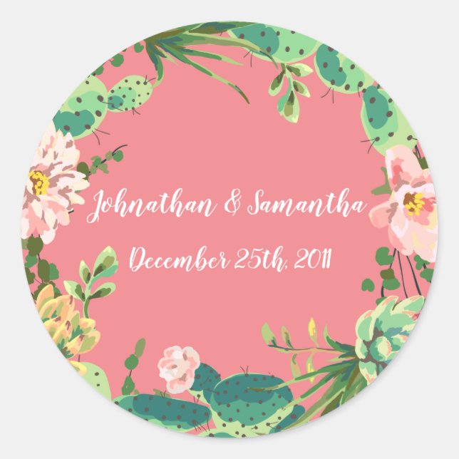 6 - 3" Stickers Favoriser Cactus Bohème Succulents (Devant)