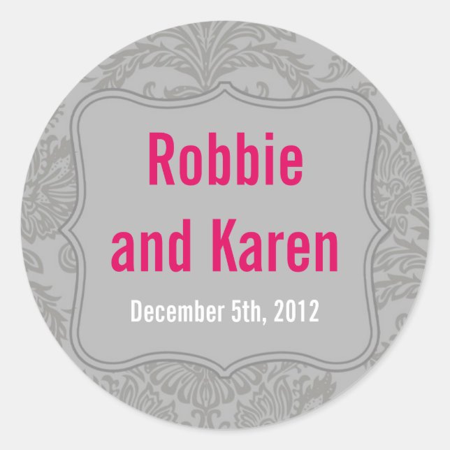 6 - 3" Stickers Favoriser Moderne Gris Damas Prin  (Devant)