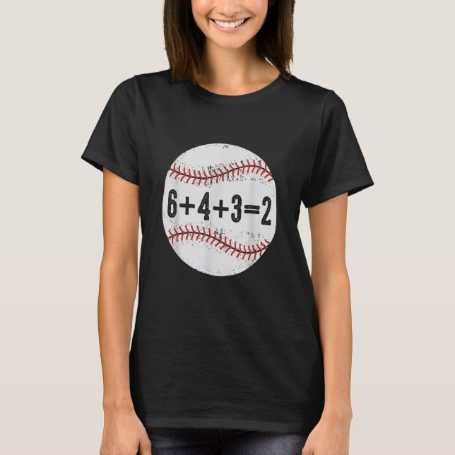 6+4+32 Double Play Baseball T-Shirt (Front)