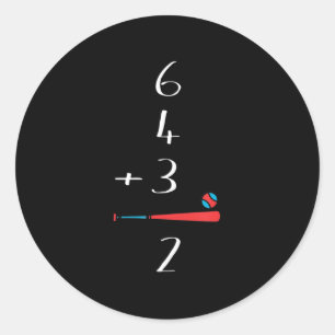 6 4 3 2 Double Play Baseball Classic Round Sticker