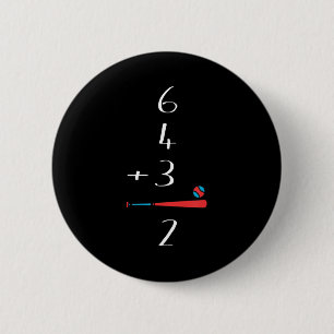 6 4 3 2 Double Play Baseball  Inch Round Button