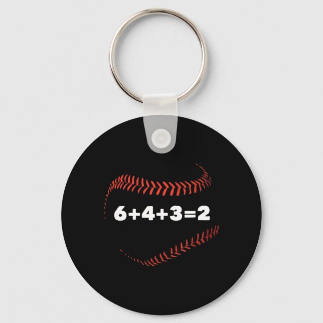 6+4+3=2 Double Play Baseball Player Gift Baseball  Keychain (Front)