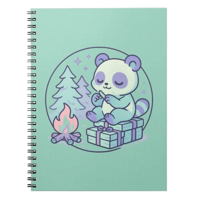 6.5" x 8.75" Cute Pastel Panda by the Campfire wit Notebook (Front)