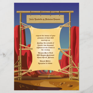 6.5 x 8.75" Wild West Wedding Invitation