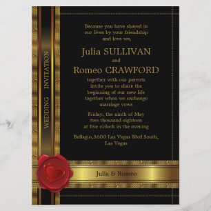 6.5x8.75 Modern Glamour Golden Wedding Invitatio Invitation