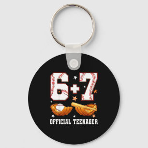 6+7 13 year old teenager baseball boy 13th birthda keychain