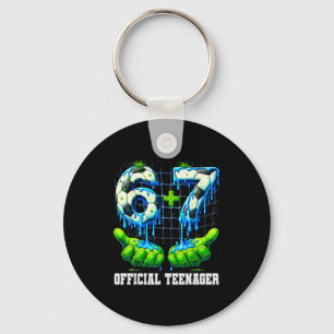 6+7 13 year old teenager drip soccer 13th birthday keychain