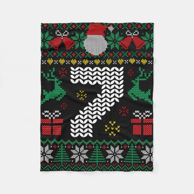 6 7 67 Meme Six Seven Funny Christmas Ugly Couple  Fleece Blanket (Front)