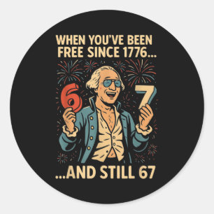 6-7 7-6 George Washington Meme Funny 67 Design  Classic Round Sticker