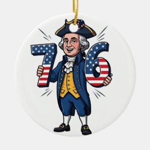 6-7 7-6 George Washington Six Seven Meme 67 Trend Ceramic Ornament