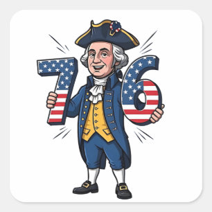 6-7 7-6 George Washington Six Seven Meme 67 Trend Square Sticker
