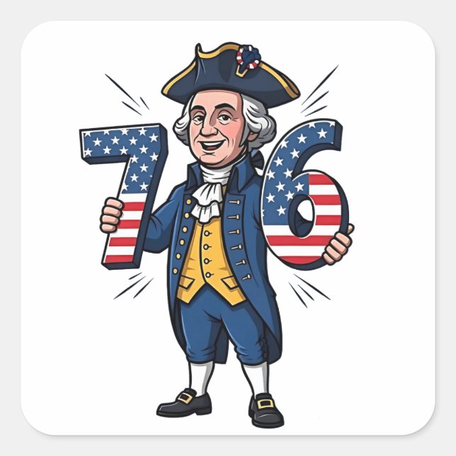 6-7 7-6 George Washington Six Seven Meme 67 Trend Square Sticker (Front)