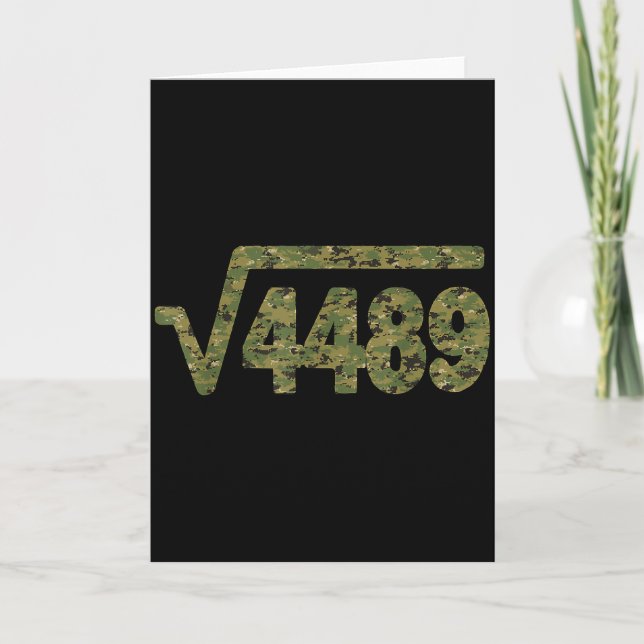 6 7 Army Pattern Meme Square Root 4489 Slang Math  Card (Front)