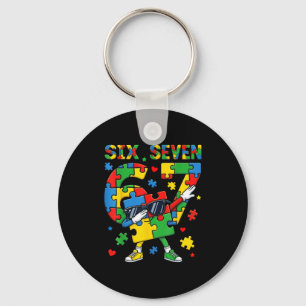 6 7 autism awareness 67 dabbing six seven autism keychain