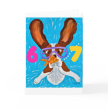 6 7 Basset Hound underwater with fish card