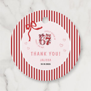 6 7 Birthday for Girls, Pink Kids 7th Birthday Favour Tags