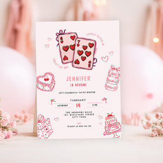 6 7 Birthday for Girls, Pink Six Seven Kids Party Invitation