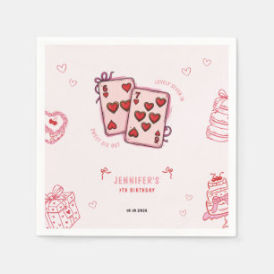 6 7 Birthday for Girls, Pink Six Seven Kids Party  Napkin