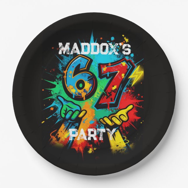 6-7 Birthday Party Paper Plates Six Seven Decor (Front)