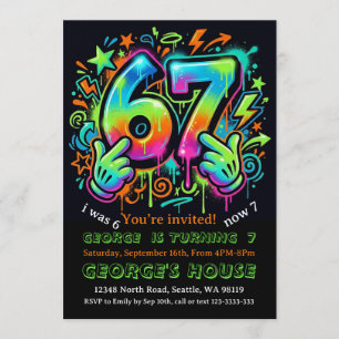 6-7 Boys Birthday Party Invitation