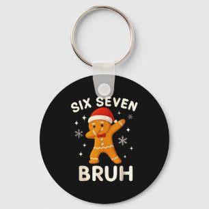 6 7 Bruh Christmas Gingerbread 67 Brainrot Boys Fu Keychain