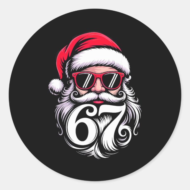 6 7 Christmas 67 Santa Six Seven  Classic Round Sticker (Front)