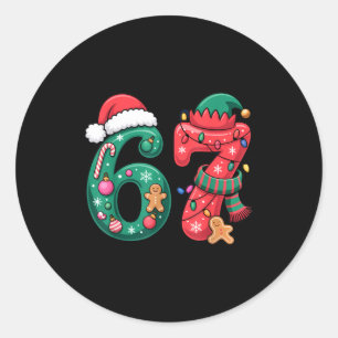 6 7 Christmas Duo Meme Outfit For Funny Holiday Hu Classic Round Sticker
