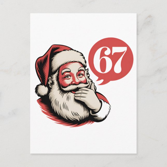 6 7 Christmas Six Seven Brainrot Santa Claus Invitation Postcard (Front)