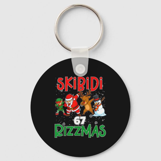 6 7 Christmas Skibidi Rizzmas 67 Meme Gen Alpha Sl Keychain (Front)