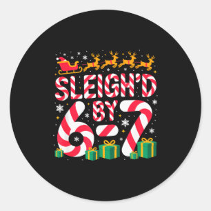 6-7 Christmas Ugly Sweater Six Seven Xmas 67 Meme Classic Round Sticker