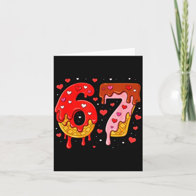 6 7 Cream Drip Six Seven Meme Valentine's Day Men  Card (Front)