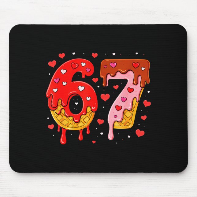 6 7 Cream Drip Six Seven Meme Valentine's Day Men  Mouse Pad (Front)