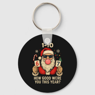 6 7 Funny Christmas Meme Six Seven Bubblegum Santa Keychain