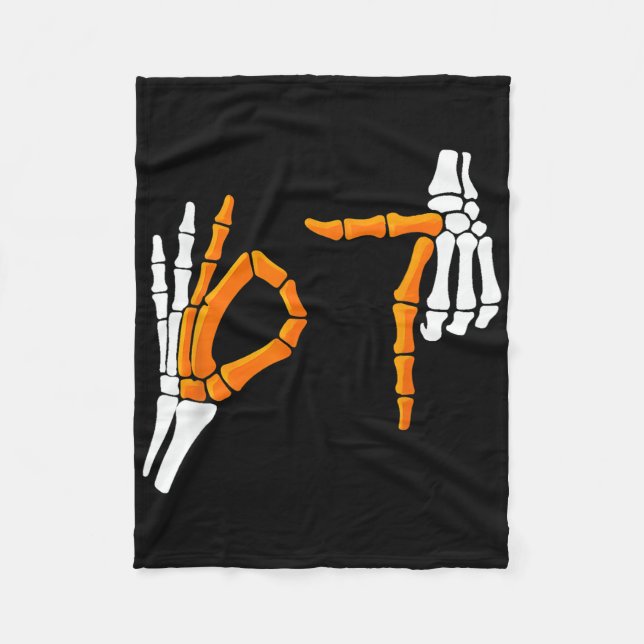 6 7 Funny Halloween 67 Costume Skeleton Hands  Fleece Blanket (Front)