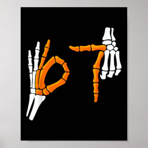 6 7 Funny Halloween 67 Costume Skeleton Hands  Poster