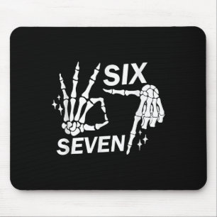 6 7 Funny Skeleton Hands, Funny Halloween T-shirt_ Mouse Pad