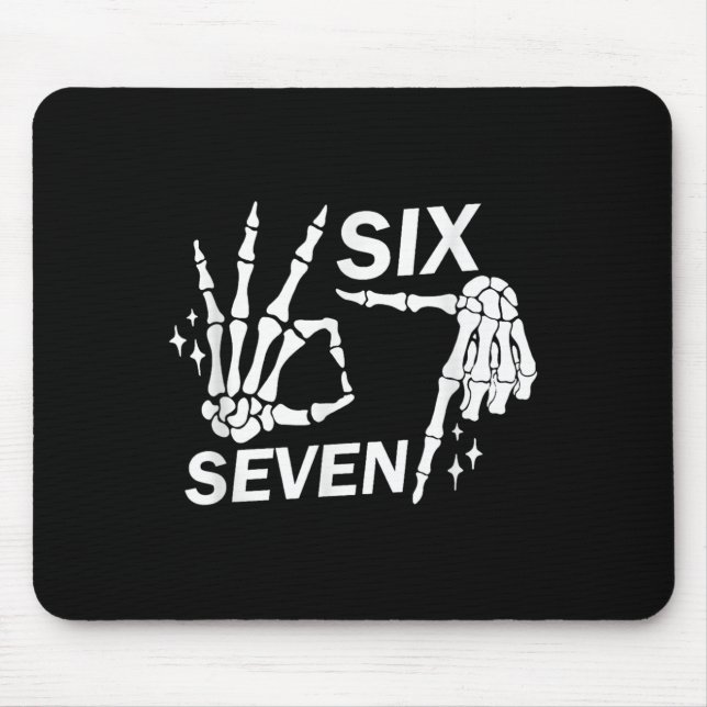 6 7 Funny Skeleton Hands, Funny Halloween T-shirt_ Mouse Pad (Front)