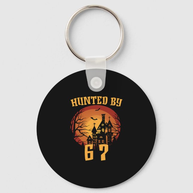 6 7 Halloween 67 Meme Six Seven Haunted Gen Alpha  Keychain (Front)