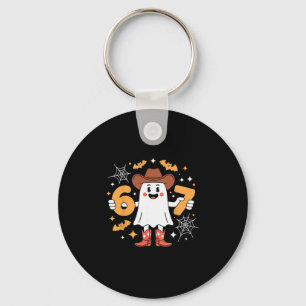 6 7 Halloween Ghost 67 Meme Gen Alpha Six Seven  Keychain