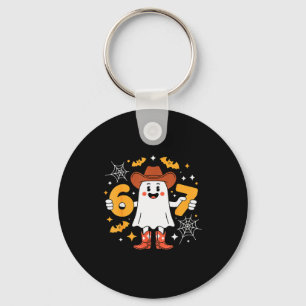 6 7 Halloween Ghost 67 Meme Gen Alpha Six Seven Keychain