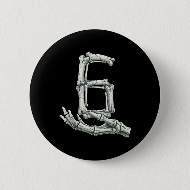 6 7 Halloween Skeleton Funny 67 Meme Gen Alpha Six 2 Inch Round Button (Front)