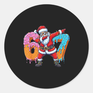 6 7 Ice Cream Drip Santa Six Seven Meme Kids 67 Ch Classic Round Sticker
