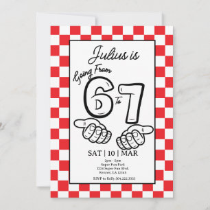 6 7 Invitation d'anniversaire à carreaux noirs Mem